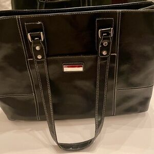 Franklin Covey Black  Leather Laptop Bag